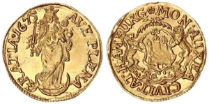City Of Hamburg - Old Germany 1/2 Ducat 1675 HL Gold Almost Uncirculated 123876 - Picture 1 of 1