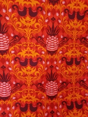 Birdie Damask Fabric Orange Pink Andalucia Patty Young Michael Miller 2 2/3 Yds - Image 1 of 4