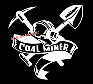 Calcomanía de vinilo minero del carbón casco hacha pala mina pegatina camión ventana - Imagen 1 de 1