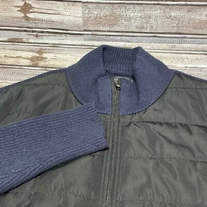 Nordstrom's Men's Shop Full Zip sweater/Cardigan Wool Quilted Blue Black Medium - Picture 1 of 7
