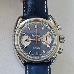 JULES JURGENSEN-CRONO-ACCIAIO-VALJOUX 7733-OVERSIZE (38,5 MM)-SUB 50 M-FULL SET - Picture 1 of 24