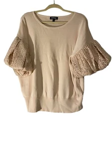 Lrg express sweater baby pink lace ruffle sleeve Light Ballet Pink Free Ship L4 - Picture 1 of 5