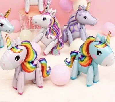 Globo de decoración de niñas fiesta de cumpleaños de cuerpo completo de pie unicornio 3D de 23 pulgadas Foto 1 de 4