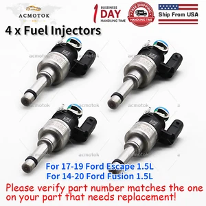 4PCS Fuel Injectors For Ford 17-19 Escape 14-20 Fusion 1.5L - DS7Z-9F593-DA - Foto 1 di 4