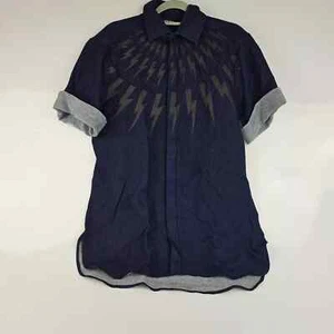 Camisa Neil Barrett Azul Flash Doble Tejido Nueva IT38 - Imagen 1 de 8