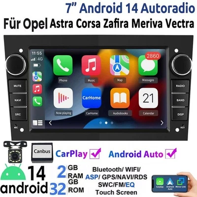 Für Opel Astra Corsa Meriva Vectra Autoradio Android 14 Apple Carplay GPS NAVI - Bild 1 von 4