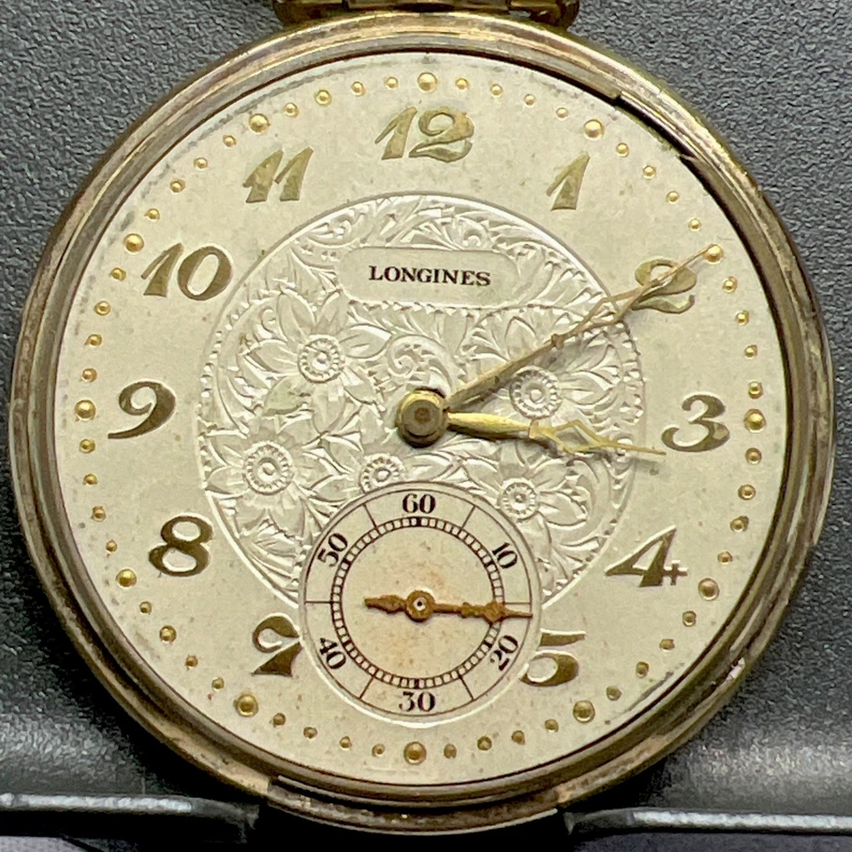 Reloj de Bolsillo Longines 1920 17 Joyas Placa Oro 10k Hermosa Esfera Foto 1 de 4