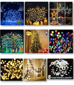 LED Lichterkette Weihnachtsstern Stern für Innen-Außen  10M-100M Warmweiß Bunt - Bild 1 von 41