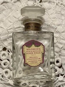 Antique Vtg. Solomon’s Triple Extract Khus Khus Perfume Bottle Kingston Jamaica - Picture 1 of 8