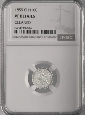 1859-O  H10C LIBERTY SEATED HALF DIME  NGC VF DETAILS "CLEANED" #8404749-026 - Image 1 of 4