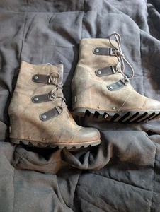 7.5 Sorel Joan of Arctic brown bootie winter boots wedge Cate the Great - Picture 1 of 6