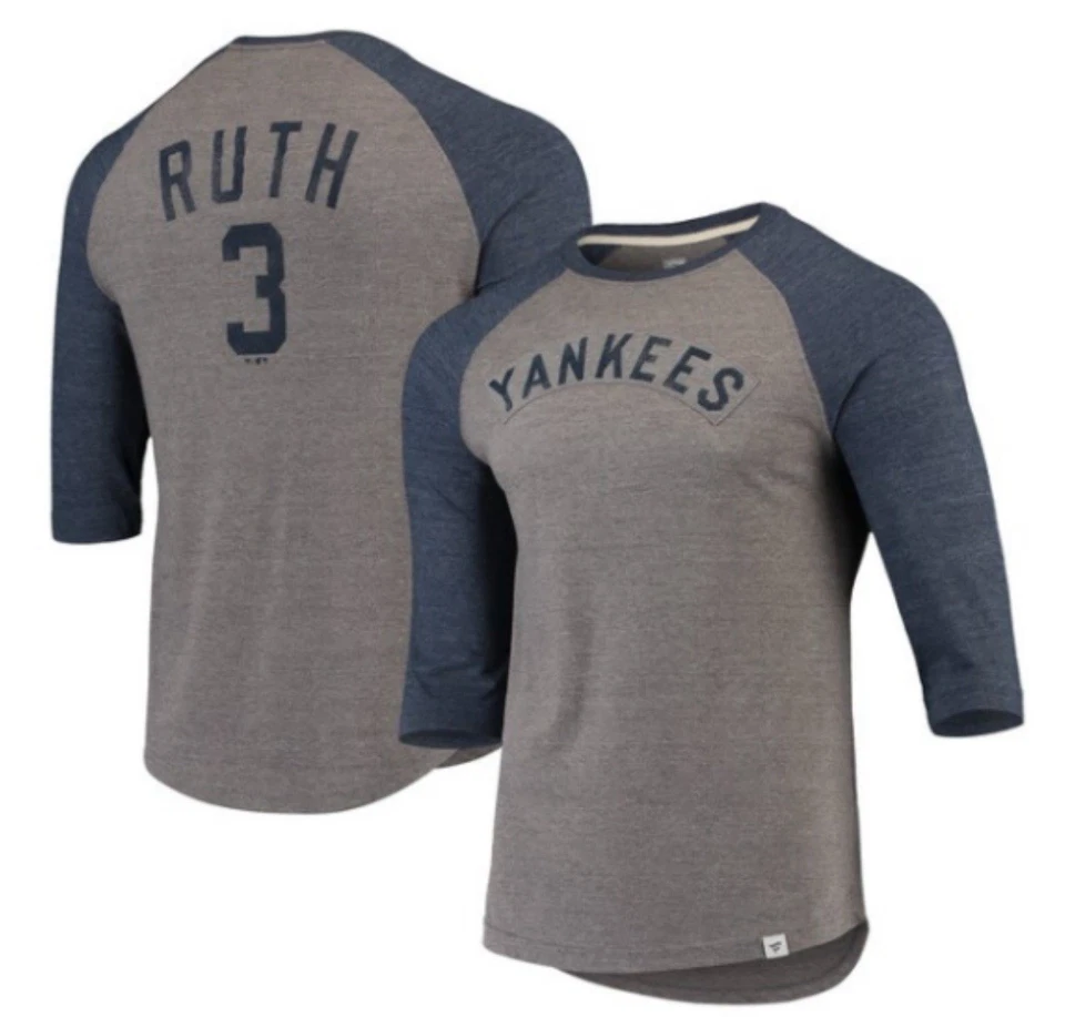 Мужская футболка Yankees Babe Ruth Fanatics коллекция Cooperstown реглан 3/4 slv 3XL новая с ценниками - Изображение 1 из 4