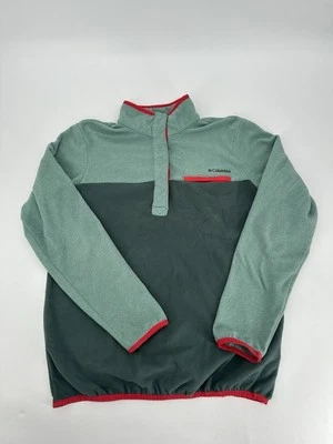 Suéter Pullover Columbia Fleece Para Mujer L Verde Bloque de Color 1/4 Botón a Presión Foto 1 de 4