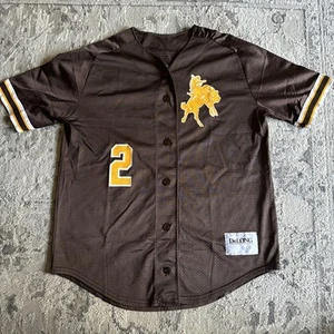 Camiseta deportiva de béisbol universitaria DeLong edición jugador #2 de los Wyoming Cowboys marrón talla 38 de colección - Imagen 1 de 10