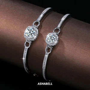 S925 Sterling Silver VVS D Color GRA 2 CT Moissanite Bracelet Bangle for Women - Picture 1 of 12