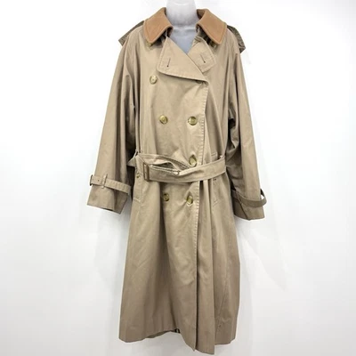 VTG Burberry Trench Coat Unisex 40L Tan Nova Check Sophisticated Double Breasted - Image 1 of 4