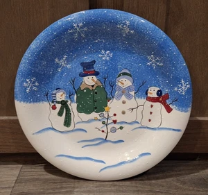 Pupazzi di neve quadrati con bottoni San Nicola ~ fiocchi con albero 10 3/4" piatto invernale - Foto 1 di 16