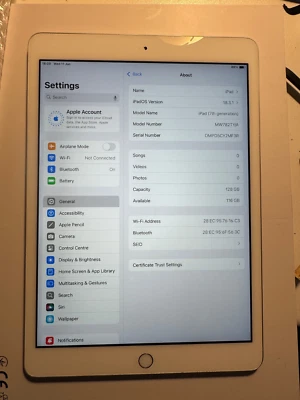 APPLE IPAD 7 128GB WIFI SILVER (606) - Immagine 1 di 2
