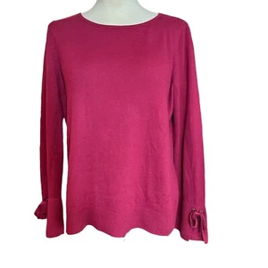 Talbots Sweater M Cashmere Blend Maroon Womens Bow Cuff Boat Neck Size Medium - Picture 1 of 10