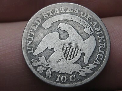 1830 Capped Bust Silver Dime 10 Cent Piece- Large 10C, About Good Details - Image 1 of 2
