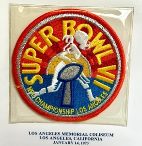 1973 Super Bowl VII Official NFL Football Patch Dolphins Redskins Willabee Ward - Picture 1 of 3