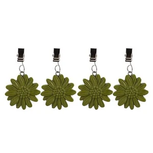 Green Sunflower Resin Tablecloth Clips Set of 4 Handcrafted Table Weights - Picture 1 of 6