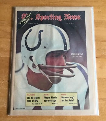 The Sporting News January 16, 1971 John Unitas Baltimore Colts Bagged Boarded - Image 1 of 3