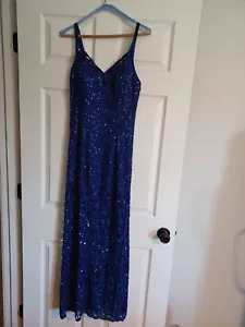 Vintage Precious Formals formelles Abschlussballkleid Größe S - blau Pailletten & Perlen - Bild 1 von 9