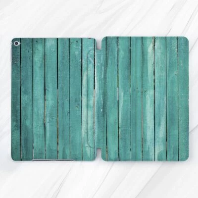 Turquoise Blue Rustic Wood Case For iPad 10.2 Air 3 4 5 Pro 9.7 11 12.9 Mini - Image 1 of 4