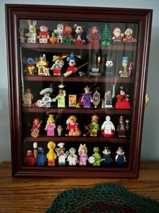 Minifigures Display Case 50 Pcs Mahogany LEGO Miniature Wood Wall Shelf Cabinet - Picture 1 of 16