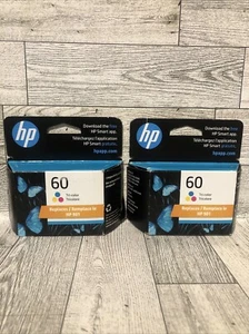 2 Packs Genuine HP 60 Tri-Color Ink Cartridge Expires October 2025 - Photo 1/7