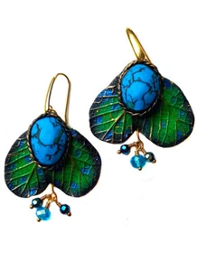 Pendientes fantasia inspiración Art Nouveau hechos a mano con Arcilla polimerica - Foto 1 di 4