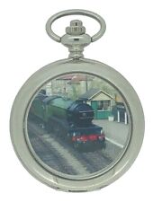 Vintage Steam Train Silver Case Quartz Analogue Pocket Watch by WESTIME WTS.019