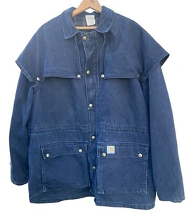 Mens Vintage Carhartt Coat XL Western Duster Chore Rancher Jacket Dark Blue USA - Picture 1 of 19