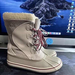 LL Bean Women’s Snow Boots Suede Lace-Up Felt Lined Size US 8 - Picture 1 of 8
