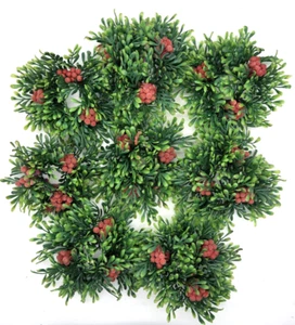 Vintage Lot of 8 Mistletoe & Berries Candle Rings 5" Diameter - Picture 1 of 7