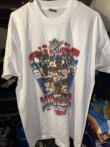 Vintage Minnesota Twins Shirt XL Salem Sportswear 1991 World Series Champion Cover