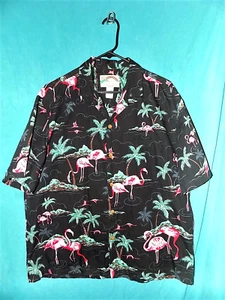 Exc! Vintage PARADISE FOUND HAWAIIHEMD, FLAMINGOS, BAUMWOLLE, Etikett L, ACTUAL Gr. XL - Bild 1 von 6
