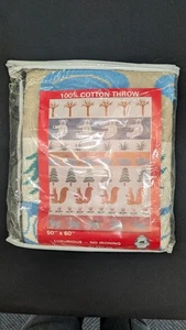 Vintage Red Co Steam-Ship Brand Spain 100% Cotton Throw Luxurious 50" x 60" - Picture 1 of 13