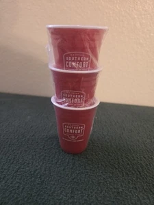 Lot Of 3 NEW Southern Comfort  Shot Glass Red Solo Cup Hard Plastic W/Lanyard - Picture 1 of 2