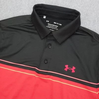 Camisa polo de golf Under Armour The Playoff para hombre pequeña negra roja atlética Foto 1 de 4