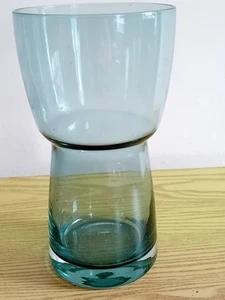 Vintage Retro Riihimaki Lasi Glass Steel Blue Vase Finland - Picture 1 of 4