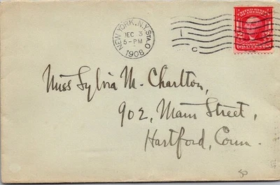 GOLDPATH: US cover 1908 New York, NY machine cancel CV876_P21 - Image 1 of 2