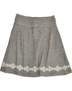 VILA Womens A-Line Skirt UK 14 Medium W32 Grey Floral Cotton AO25 - Picture 1 of 3