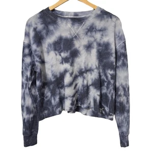 Hollister Women’s Waffle Knit Long Sleeve Tie Dye Cropped Crewneck Tee Size XS - Picture 1 of 5