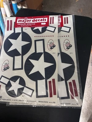 Two Sets NOS Major Decals US Stars & Bars  #103 For R/c Model Airplane Balsa Kit - Image 1 of 3