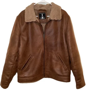 Jeans by Buffalo Hombres Talla L Chaqueta de Cuero Sintético Marrón con Forro de Piel Sintética RN94468 - Imagen 1 de 11