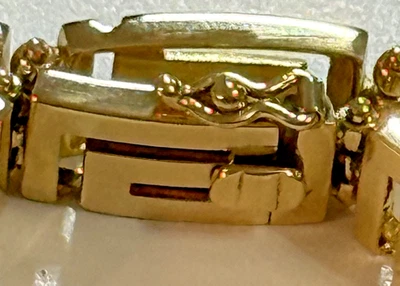 18K SOLID YELLOW GOLD GREEK KEY VINTAGE DESIGNER WIDE BRACELET HEAVY 32 Grams - Image 1 of 4