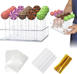 2 Stück Cake Pop Ständer mit Sticks Kit, Acryl Cake Pop Display Halter mit Basis - Bild 1 von 12