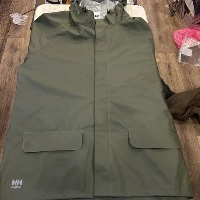 HELLYHANSENJacket Mens 2xL Green Workwear Rubberised PVC Waterproof Mandal Coa - Image 1 of 4
